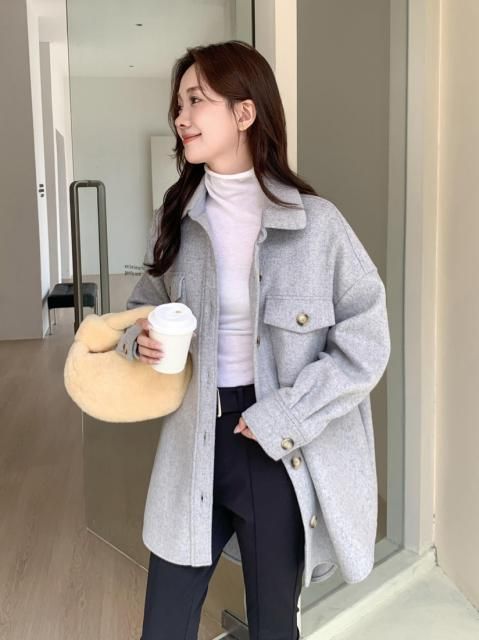 OVER WOOL LIGHT SHIRT COAT