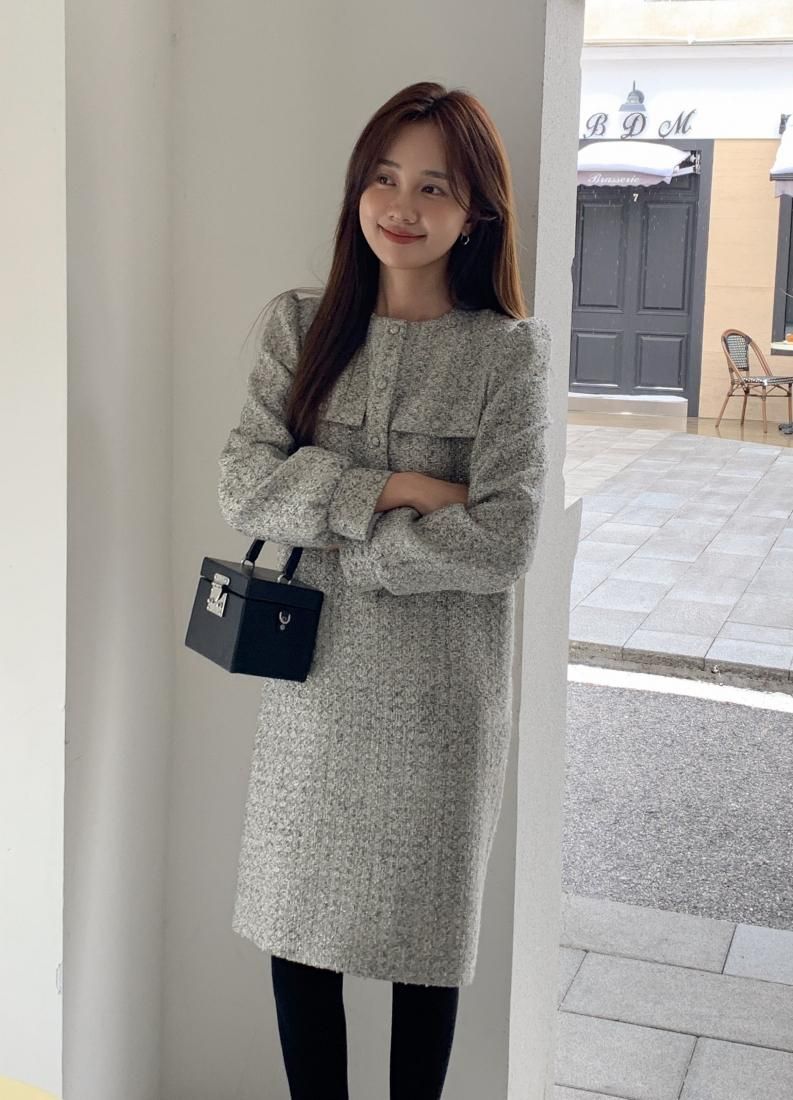 【新品】TWEED COVERED BUTTON MIDI DRESS\BB♡ TWEED COVERED BUTTON MIDI DRESS - BIRTHDAY BASH