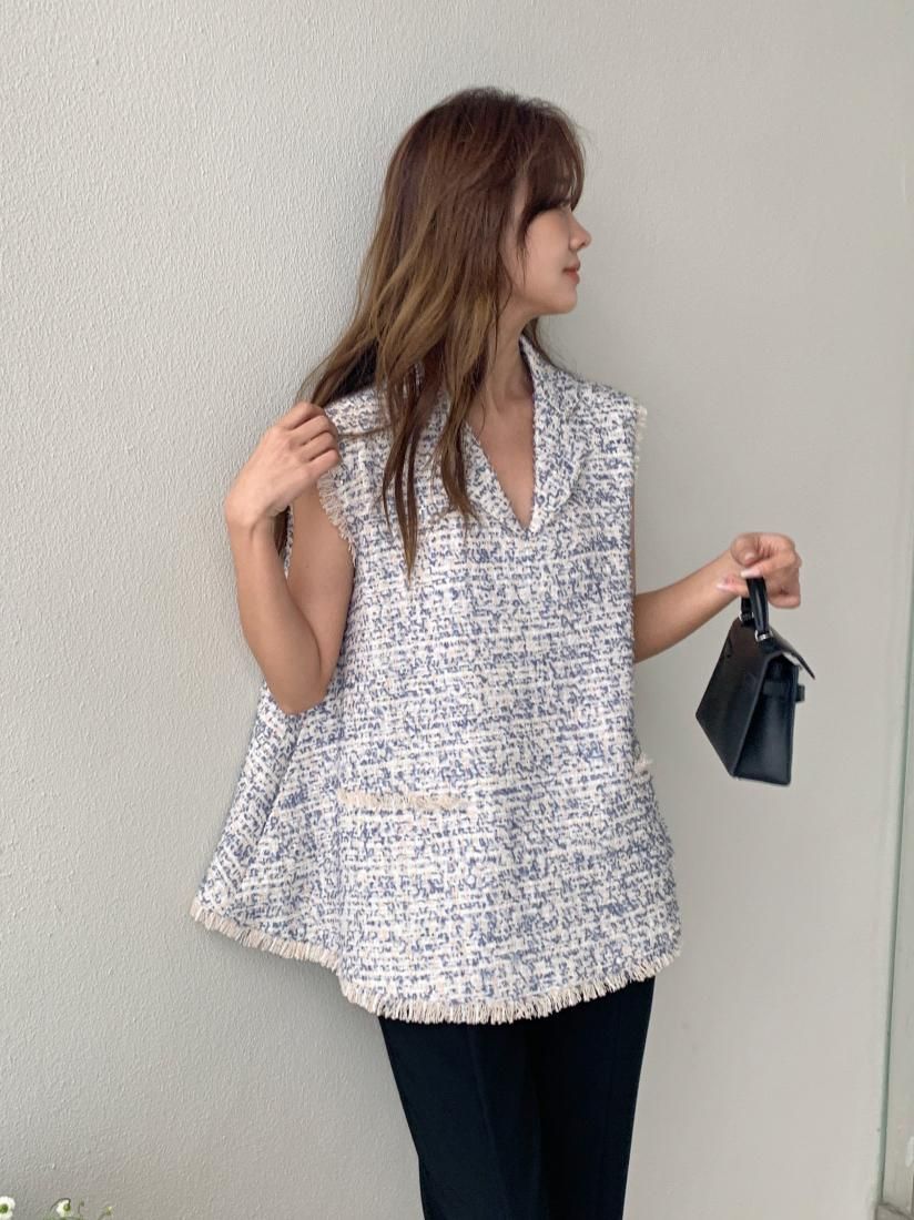 TWEED A LINE COLLAR TOPS - BIRTHDAY BASH