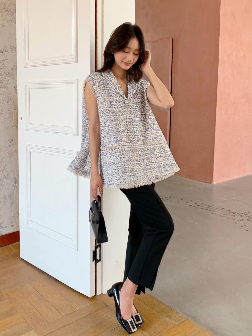 TWEED A LINE COLLAR TOPS - BIRTHDAY BASH
