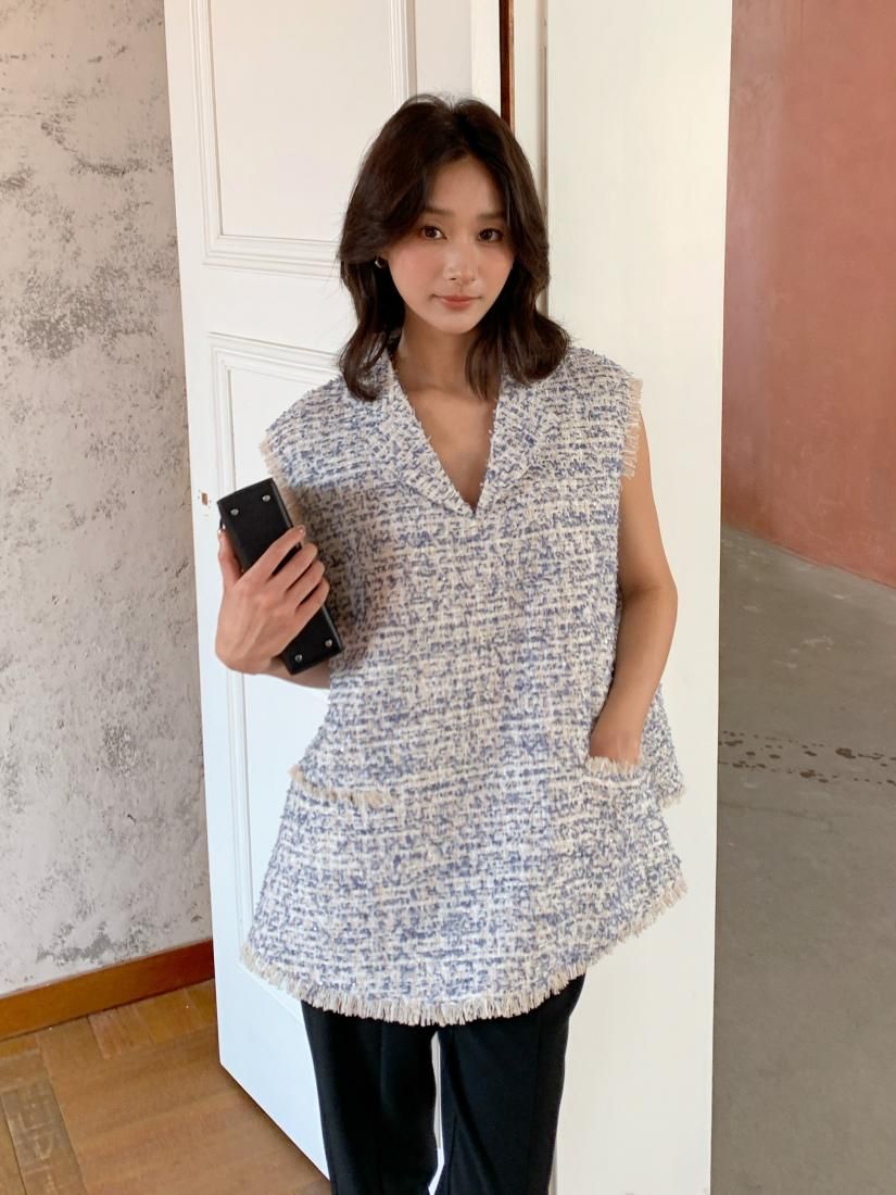 TWEED A LINE COLLAR TOPS - BIRTHDAY BASH
