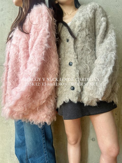 12/13 am11:00 ORDER STARTSHAGGY V NECK LOOSE CARDIGAN