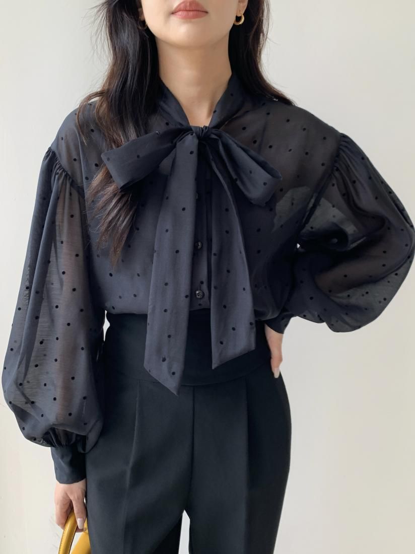 RIBBON SHEER DOT PUFF TOPS - BIRTHDAY BASH