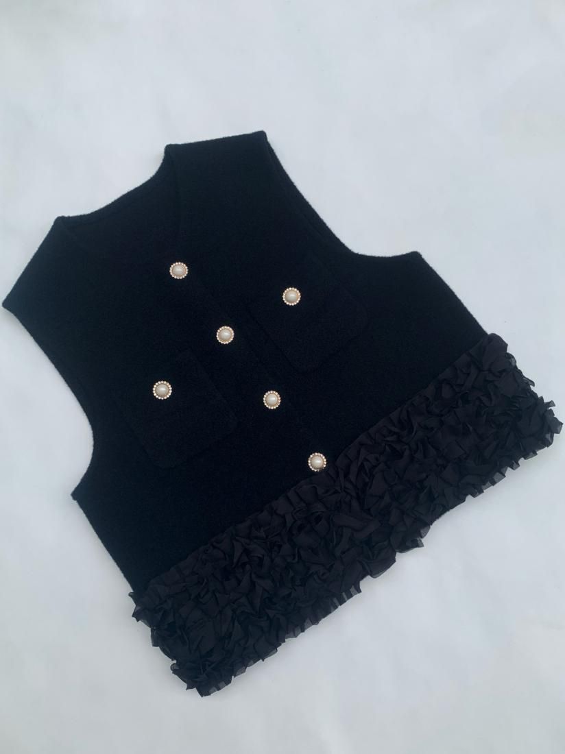 FRILL HEM SHORT GILET - BIRTHDAY BASH