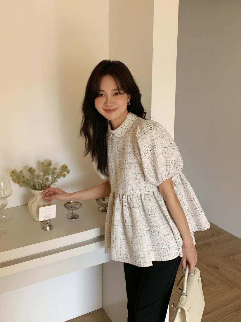 TWEED CLARISSE PEARL BUTTON TOPS - BIRTHDAY BASH