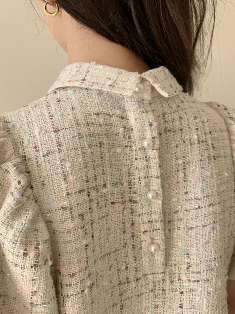 TWEED CLARISSE PEARL BUTTON TOPS - BIRTHDAY BASH