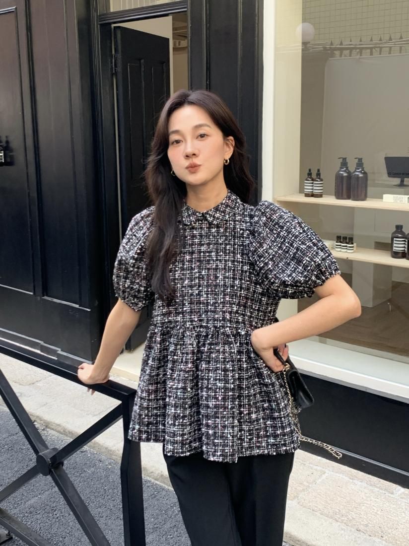 TWEED CLARISSE PEARL BUTTON TOPS - BIRTHDAY BASH