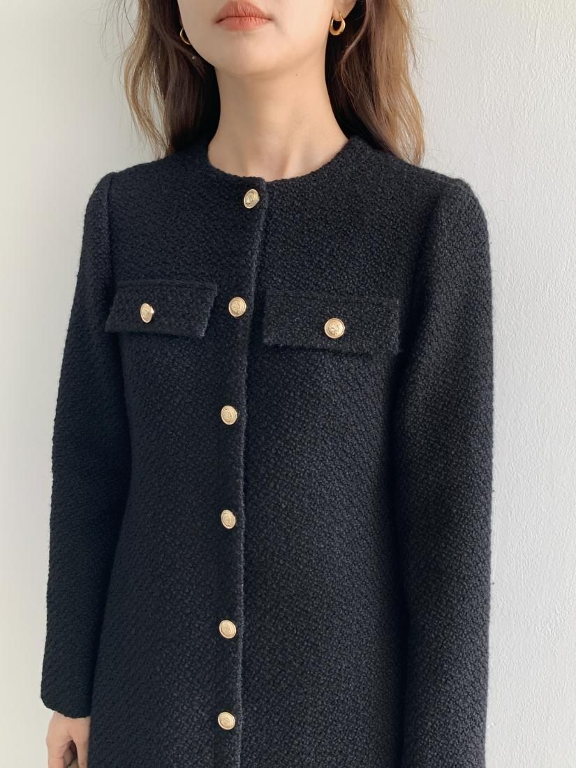 TWEED NO COLLAR JACKET DRESS - BIRTHDAY BASH