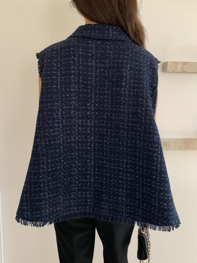 TWEED A LINE COLLAR TOPS NAVY - BIRTHDAY BASH
