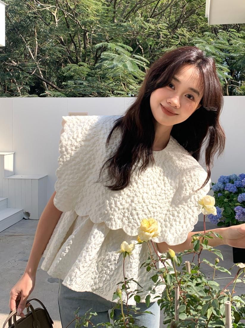 トップス CLANE BULGED FLOWER JACQUARD TOPS CLANE（クラネ）の「【CLANE/クラネ】BULGED FLOWER JACQUARD