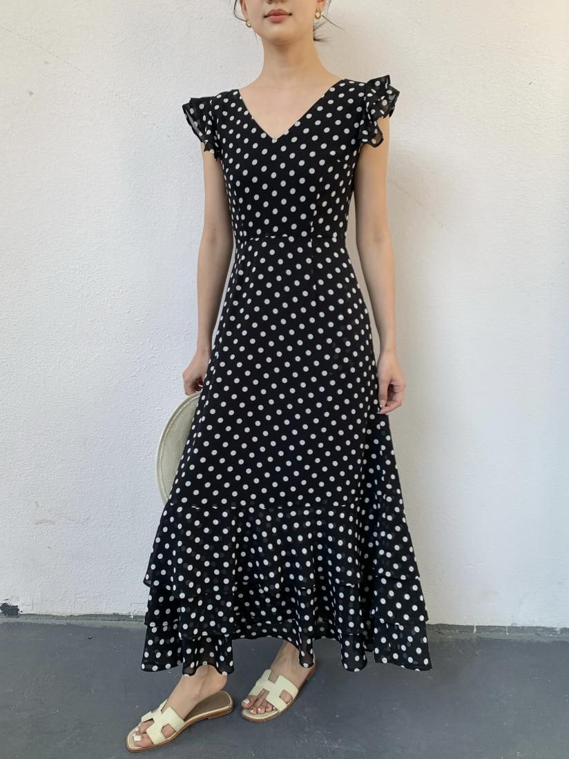 DOT SHEER FRILL SLEEVE DRESS - BIRTHDAY BASH