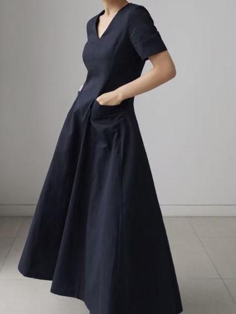 V NECK SHIRT DRESS