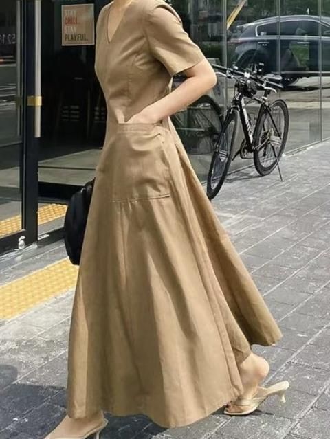 V NECK SHIRT DRESS