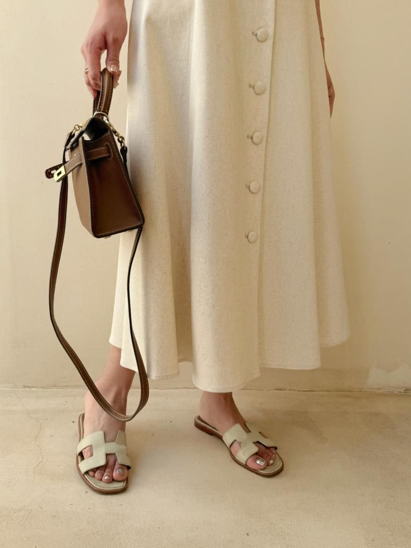LINEN FRONT V BUTTON DRESS - BIRTHDAY BASH