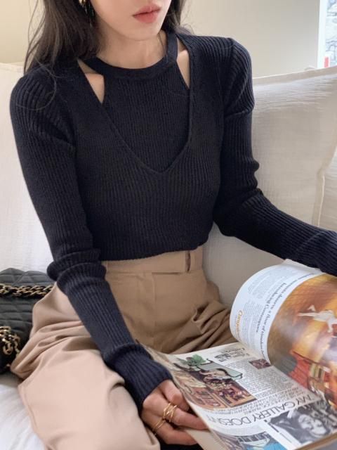 KR LAYERED LIB KNIT TOPS