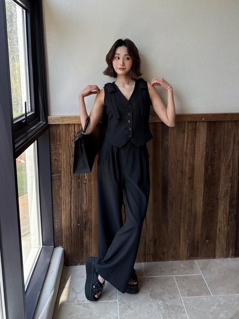 バースデーバッシュ 肩リボンキャミパンツセットアップ JACQUARD LONG RIBBON SETUP - BIRTHDAY BASH