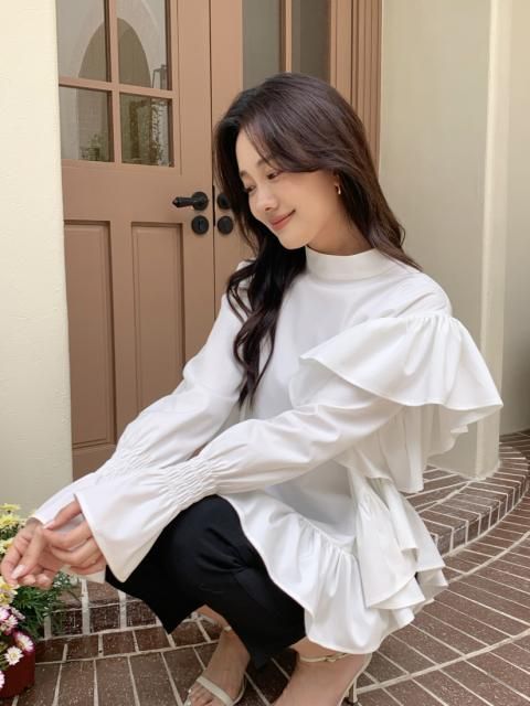 50% OFFASYMMETRY FRILL LONG TOPS