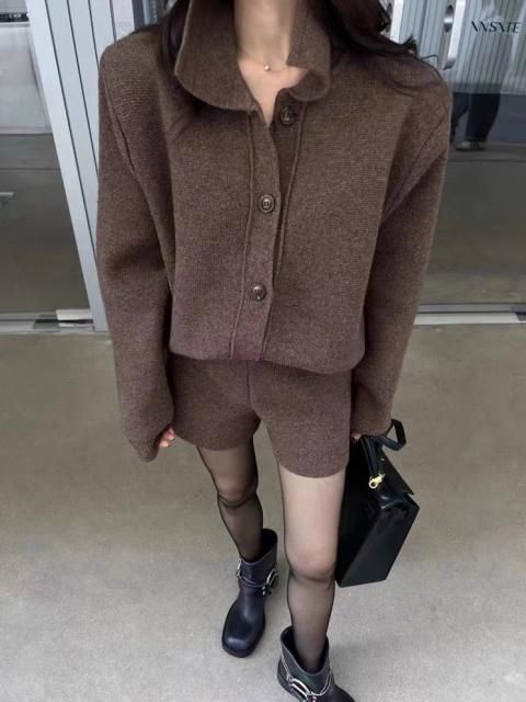 COLLAR KNIT JACKET SETUP