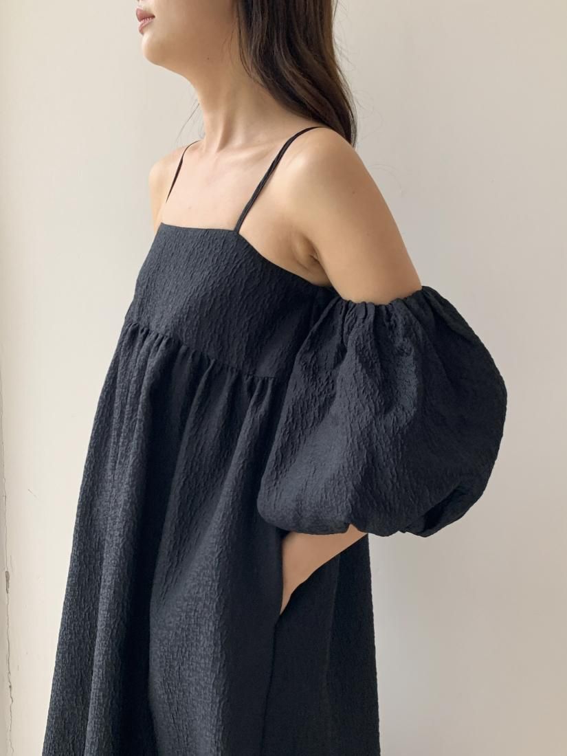 JACQUARD 2WAY PUFF STRAP DRESS - BIRTHDAY BASH