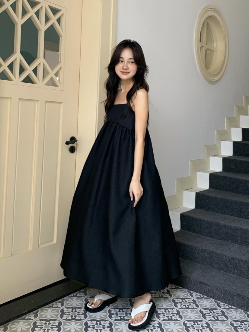 JACQUARD 2WAY PUFF STRAP DRESS - BIRTHDAY BASH
