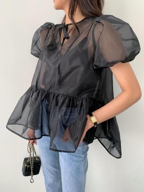 2WAY SHEER FRILL PUFF TOPS
