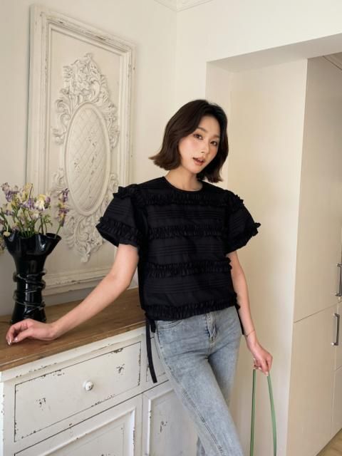 SIDE RIBBON FRILL SHEER TOPS