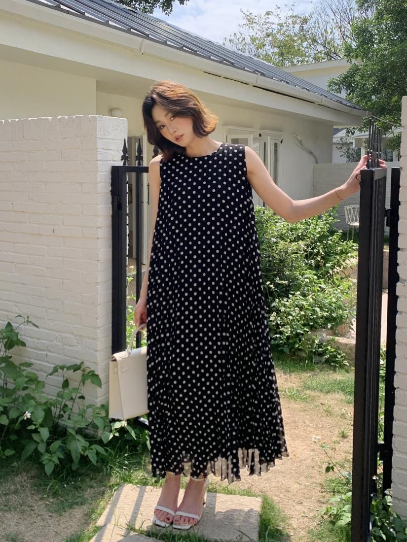 MAISIE DOT SHEER PLEATS NS DRESS - BIRTHDAY BASH