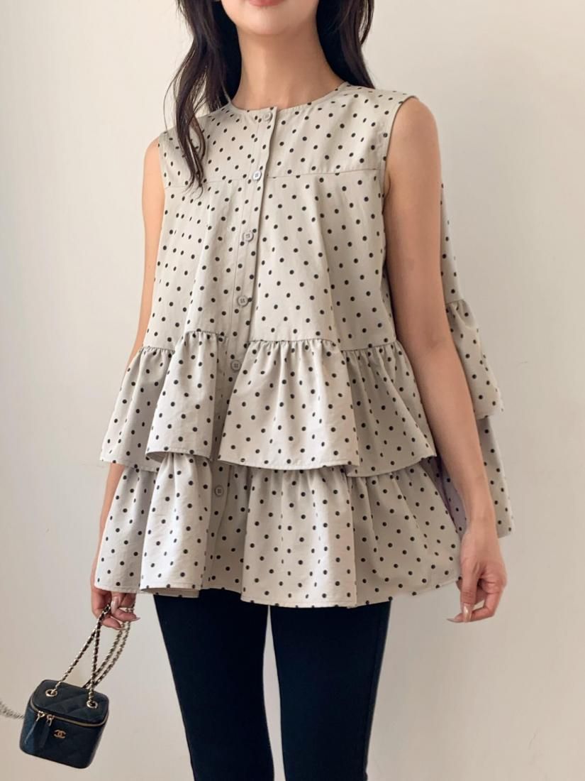 JACQUARD DOT TRIPLE FRILL TOPS - BIRTHDAY BASH