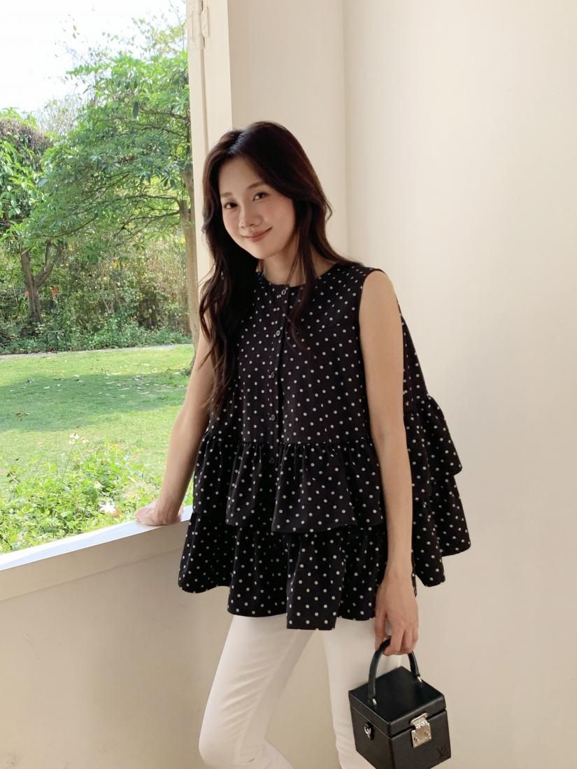 JACQUARD DOT TRIPLE FRILL TOPS - BIRTHDAY BASH