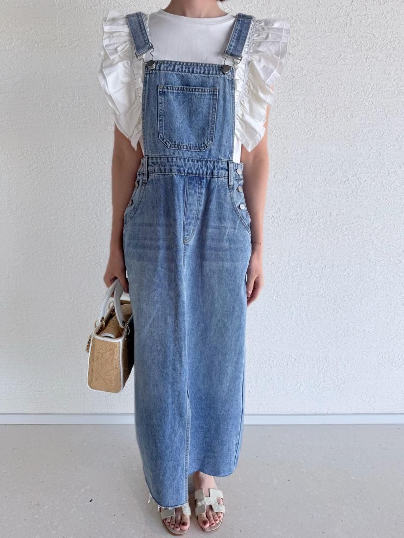 CUT OFF DENIM SALOPETTE SKIRT - BIRTHDAY BASH