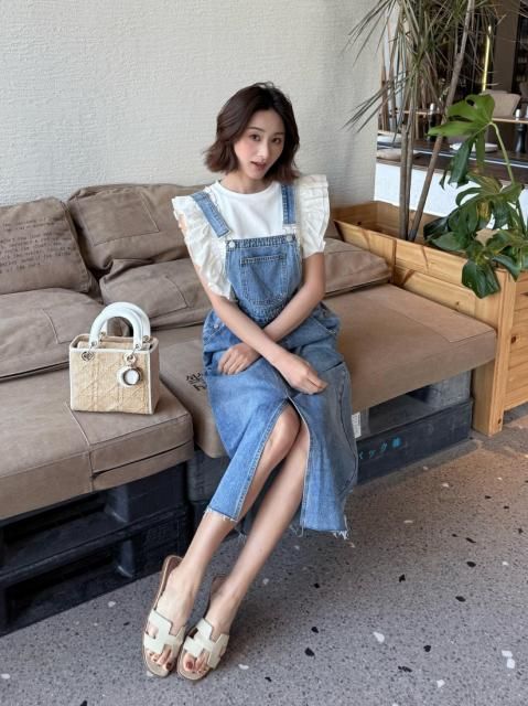 CUT OFF DENIM SALOPETTE SKIRT