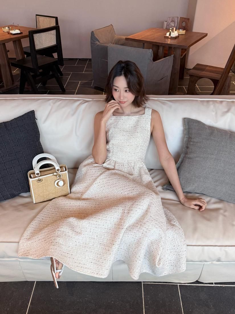 バースデーバッシュ SQUARENECK TWEEDFLARE DRESS M SQUARE NECK TWEED FLARE DRESS - BIRTHDAY BASH