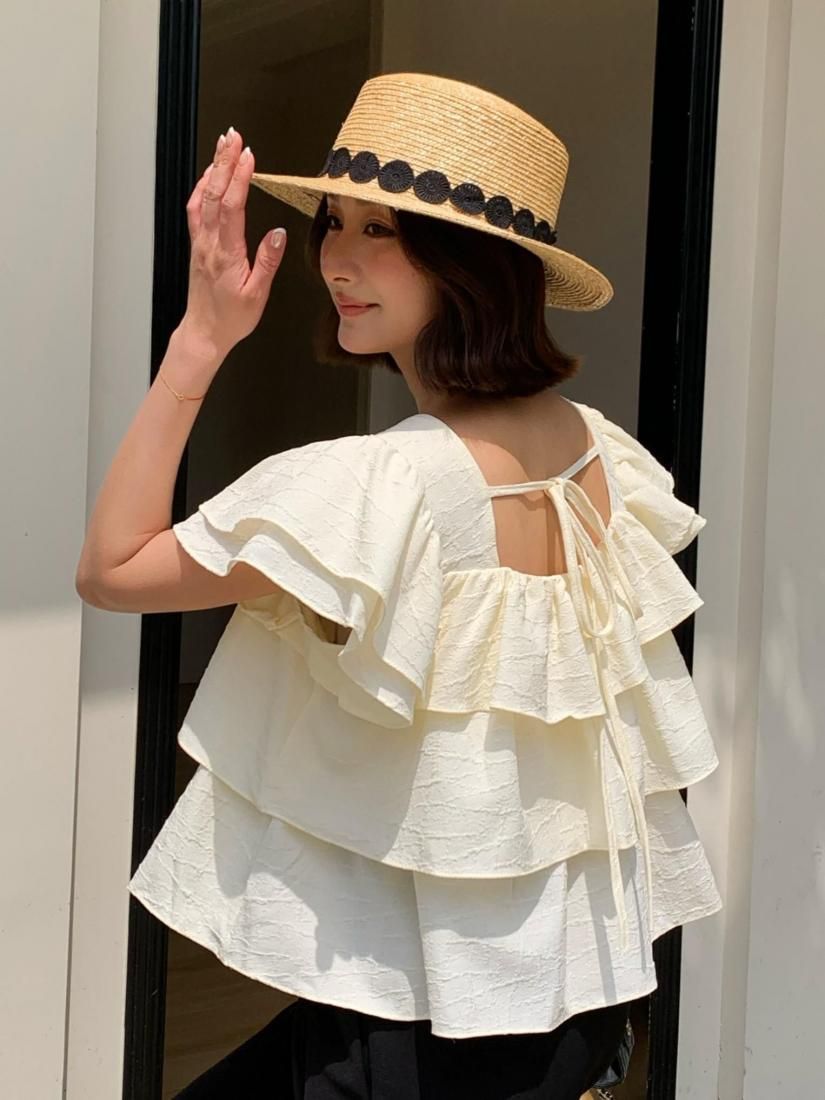 JACQUARD DOT TRIPLE FRILL TOPS - BIRTHDAY BASH