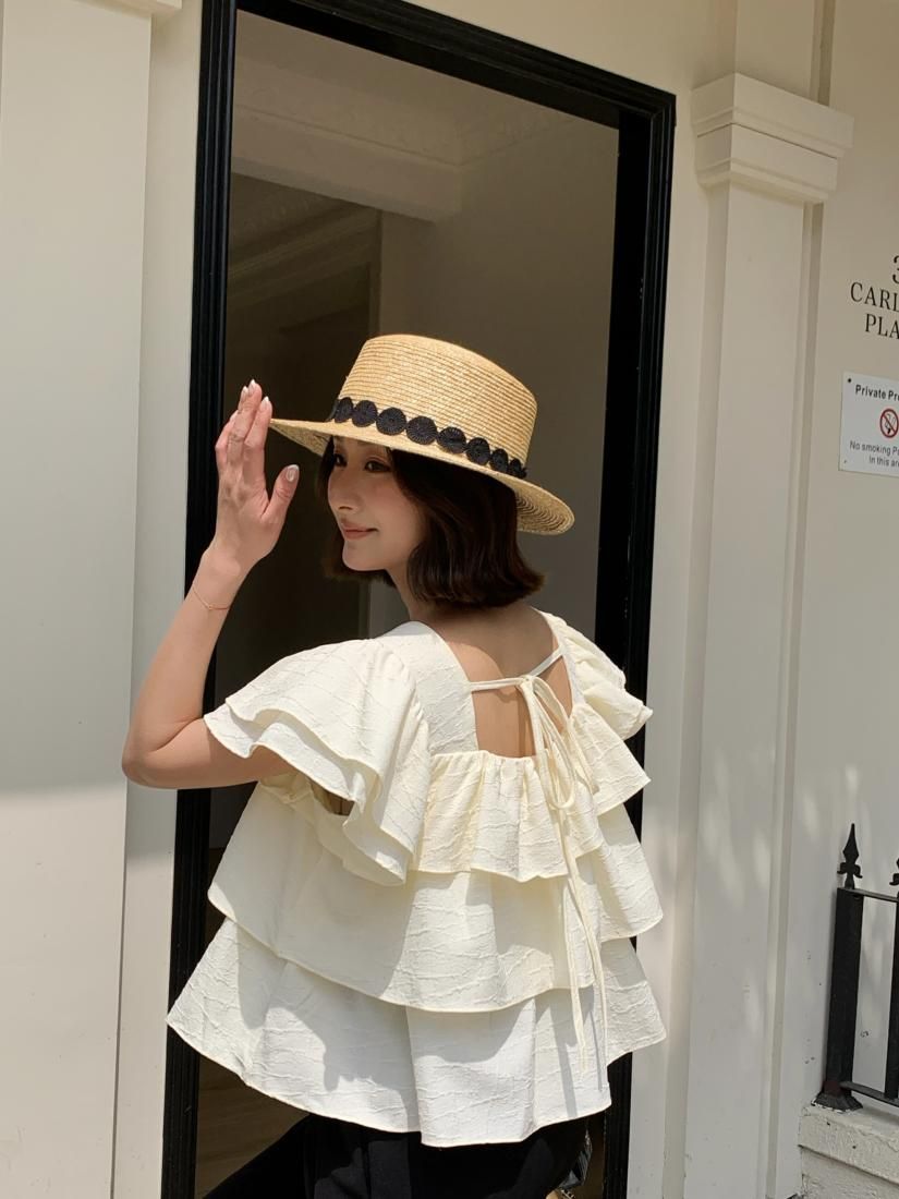 JACQUARD DOT TRIPLE FRILL TOPS - BIRTHDAY BASH