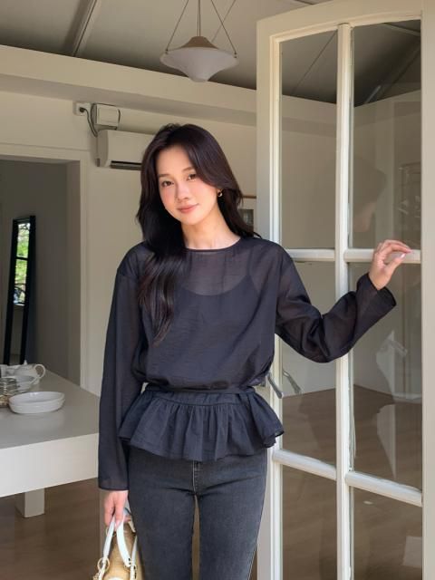 2WAY  SHEER PEPLUM TOPS