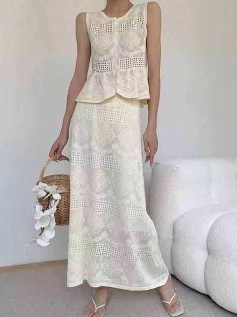 LACE KNIT NS SKIRT SETUP