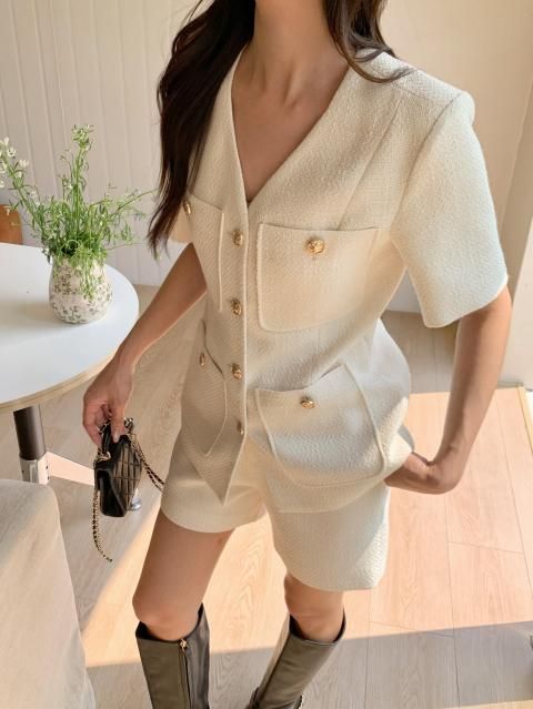 TWEED SHORT PANTS SETUP