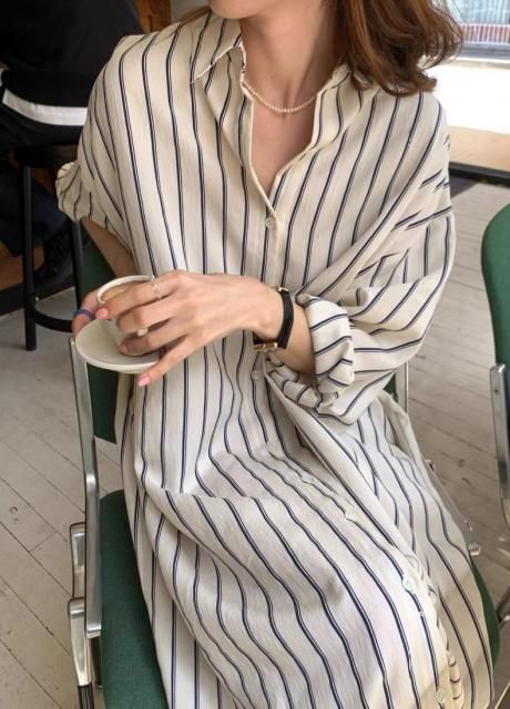 STRIPE SHIRT OVER DRESS