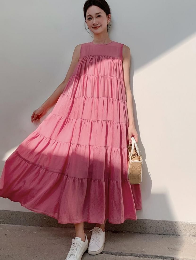ワンピース birthdaybash TENCEL TIERED LONG DRESS 美人百花掲載 TENCEL TIERED LONG DRESS - BIRTHDAY BASH