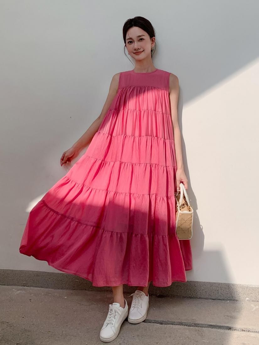 完売　 birthday bash TENCEL NS TIERED ドレス TENCEL NS TIERED DRESS - BIRTHDAY BASH