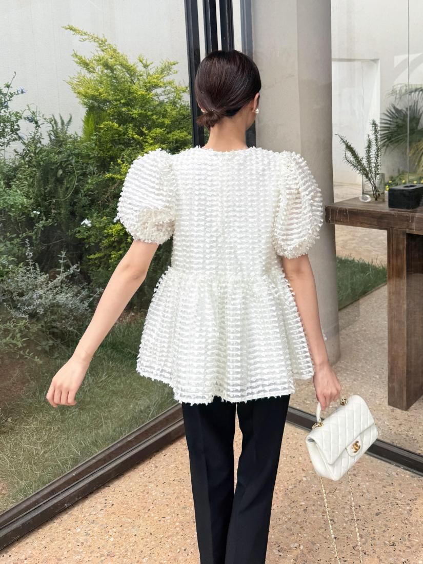 POPPY PUFF PEPLUM TOPS - BIRTHDAY BASH