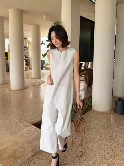 LINEN FRONT ZIPPER ROMPERS