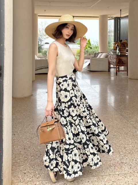 FLOWER TIERED FLARE SKIRT