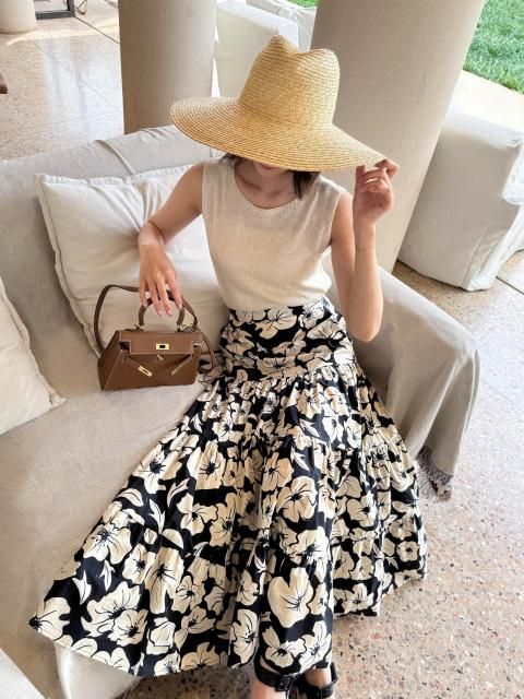FLOWER TIERED FLARE SKIRT