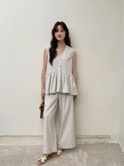 HEM FRILL LINEN SET UP