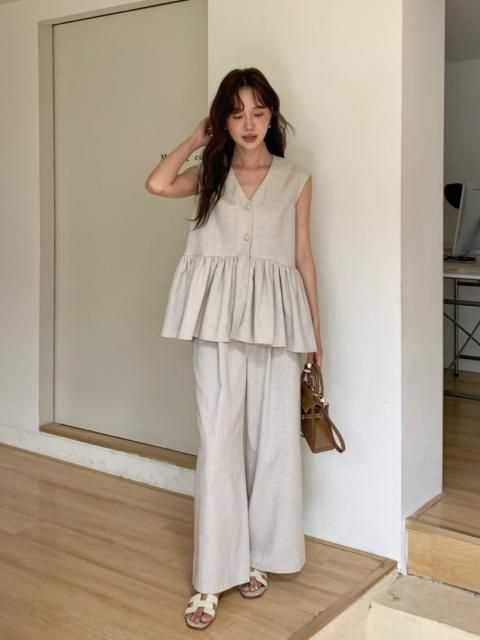 HEM FRILL LINEN SET UP
