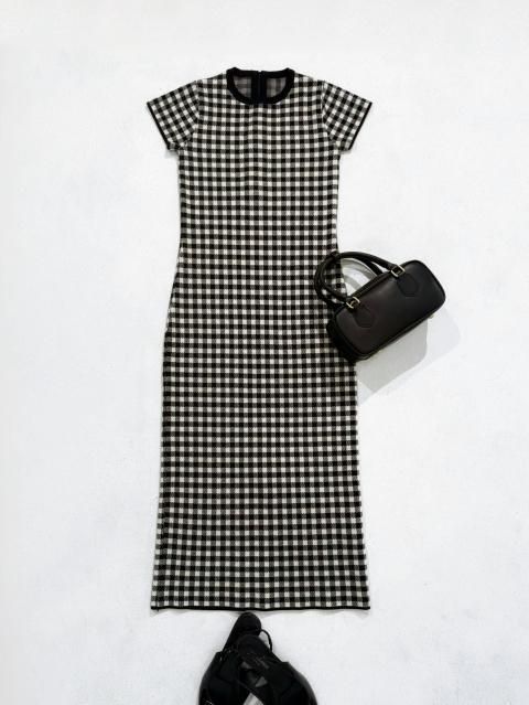FRENCH SLEEVE HOUNDSTOOTH DRESS