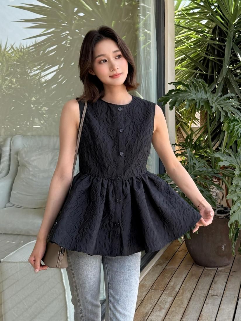 トップス Acka jacquard peplum bustier Acka】 jacquard peplum bustier