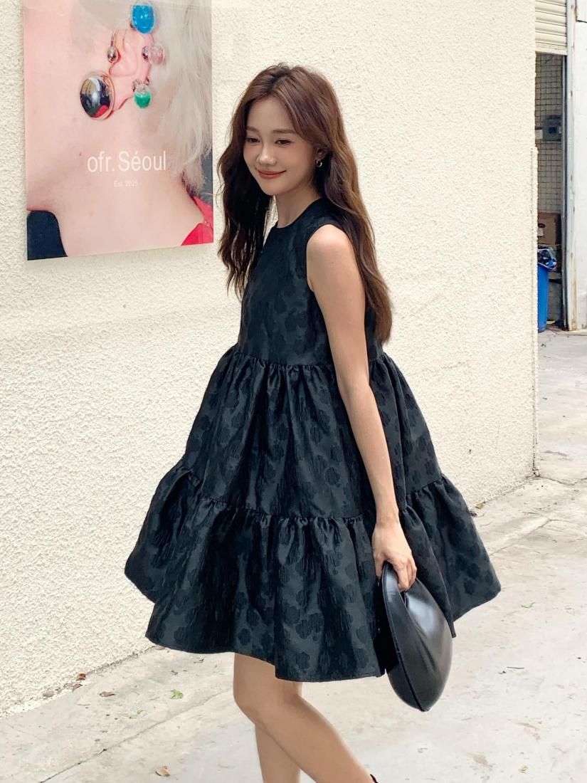 FLOWER JACQUARD NS TIERED DRESS - BIRTHDAY BASH