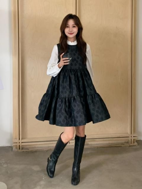 FLOWER JACQUARD NS TIERED DRESS